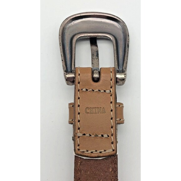 Fossil Western Belt Womens Size Medium Brown Leather Silver Heart Medallions - Picture 7 of 8